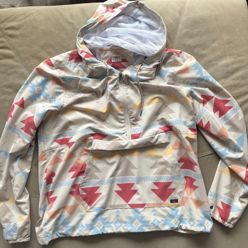 RARE Faherty Recycled Lined Windbreaker - Doug Good Feather Native Design XL
